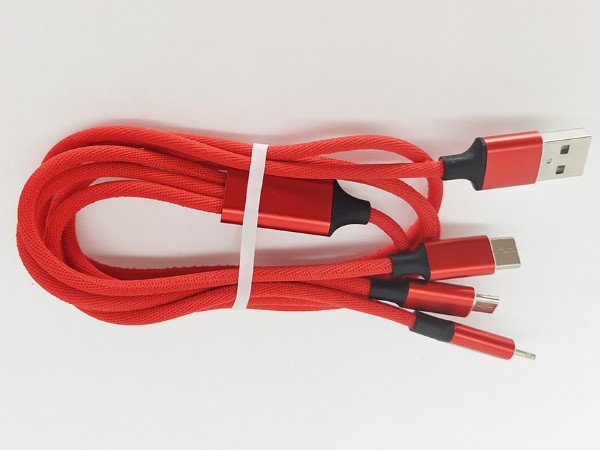 可同時(shí)充三種設(shè)備的一拖三充電線，帶Micro/Type-C/Lightning接口